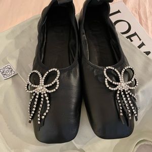 Loewe Black Flats with Silver Embellishment